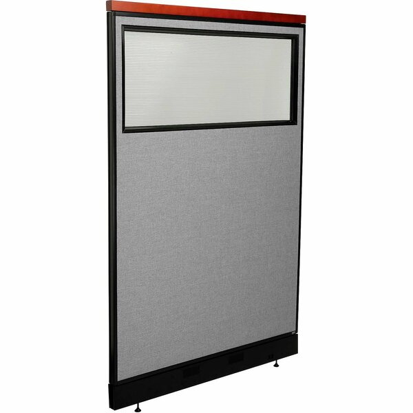 Interion By Global Industrial Interion Deluxe Office Partition Panel w/Partial Window & Raceway 48-1/4inW x 77-1/2inH Gray 694704WNGY